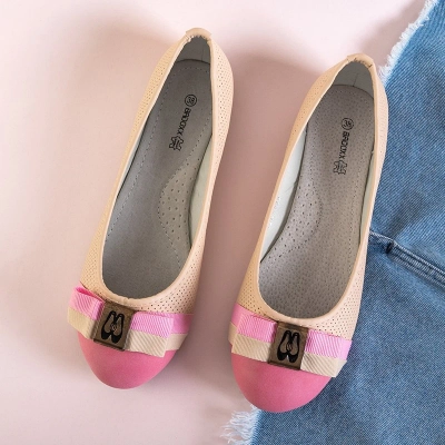 OUTLET Ballerines ajourées pour femmes roses à nœud Alemonia - Chaussures