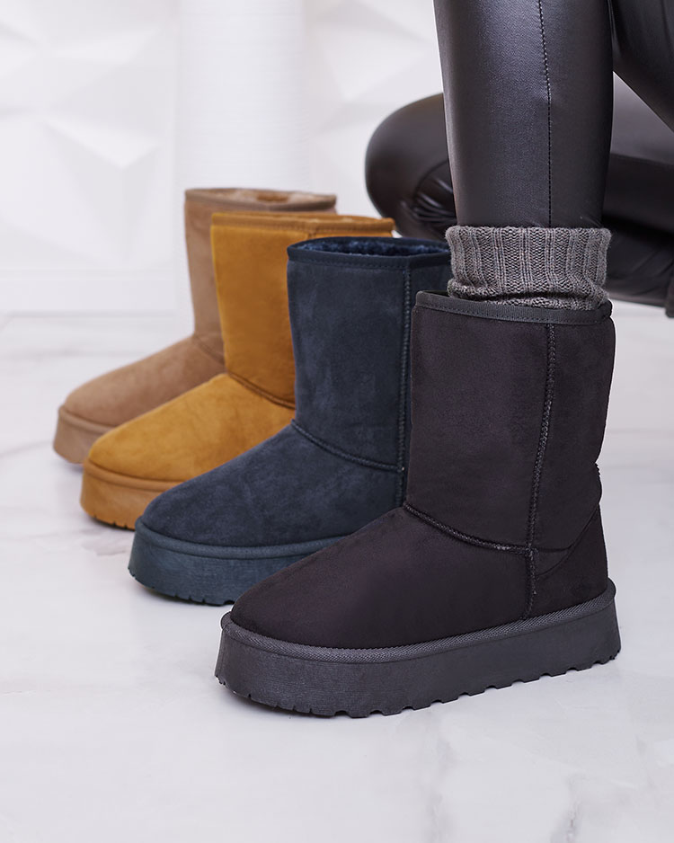 Bottes de neige isolées en daim écologique pour femmes en noir Xetik - Footwear
