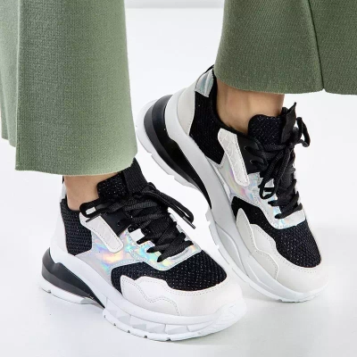 OUTLET Baskets de sport noires pour femmes avec inserts holographiques Agapila - Chaussures