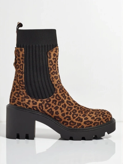 Bottines à talons épais à motifs pour femmes en éco-daim Anthere