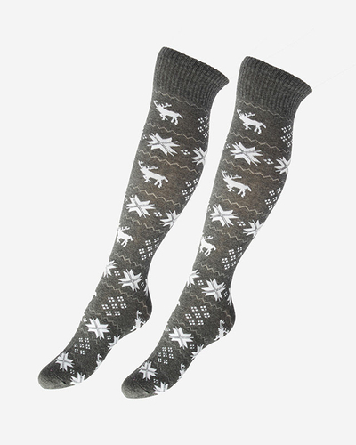Chaussettes longues de Noël gris foncé pour femmes - Sous-vêtements