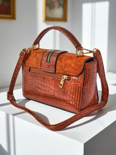 Sac à main pour femme Hera Marrone marron cuir écologique suédé à bandoulière rétro