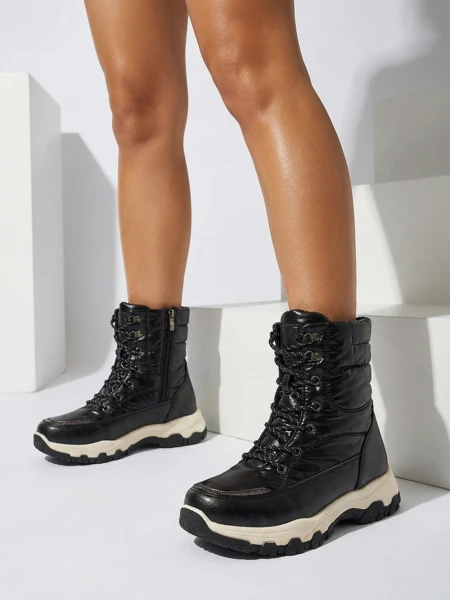 Bottines pour Femmes Athena Noires Synthétiques Confortables pour l'Hiver