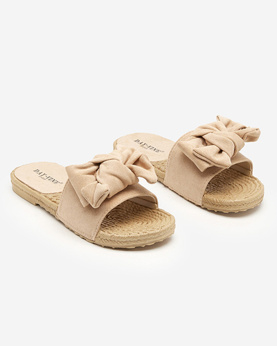 OUTLET Chaussons beiges pour femme avec nœud Terina - Footwear