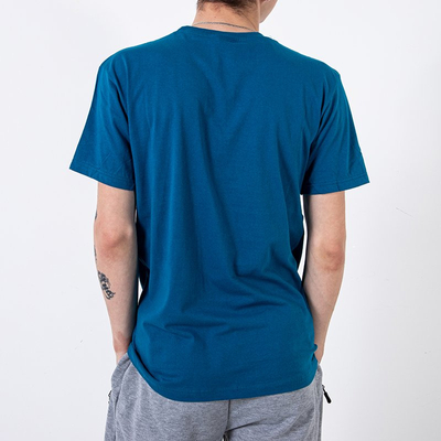 T-shirt homme en coton turquoise orné de l'imprimé et de l'inscription - Vêtements
