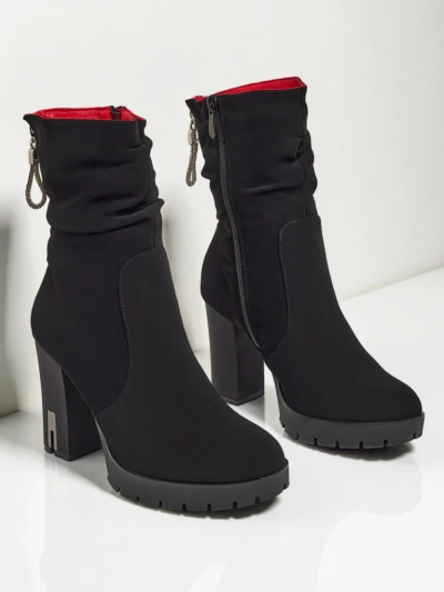 Bottines femme en cuir écologique mat à talons épais Nivarelle