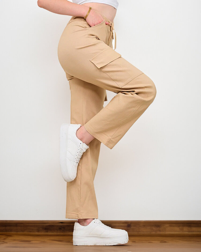 Royalfashion Beige Pantalon cargo large pour femme