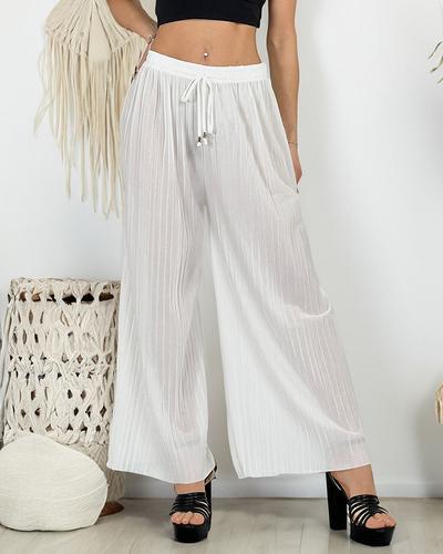 Royalfashion Pantalon large à plis pour femme