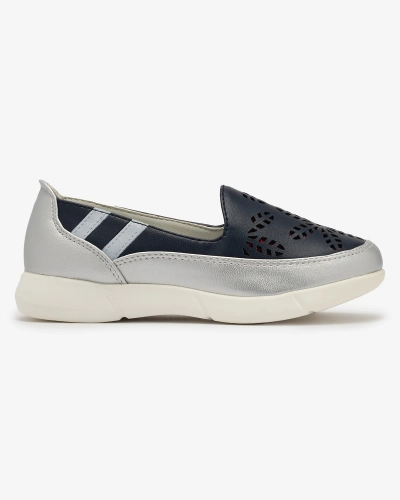 Baskets à enfiler argent et bleu marine pour filles Ewesgi- Footwear