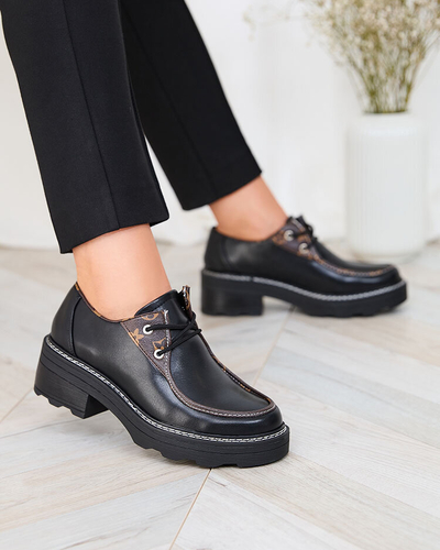 Royalfashion Demi-bottes femme noires à semelle épaisse Dobbin