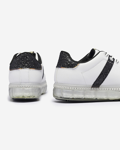 Chaussures de sport pour femmes en blanc avec empiècements noirs Asxa- Footwear