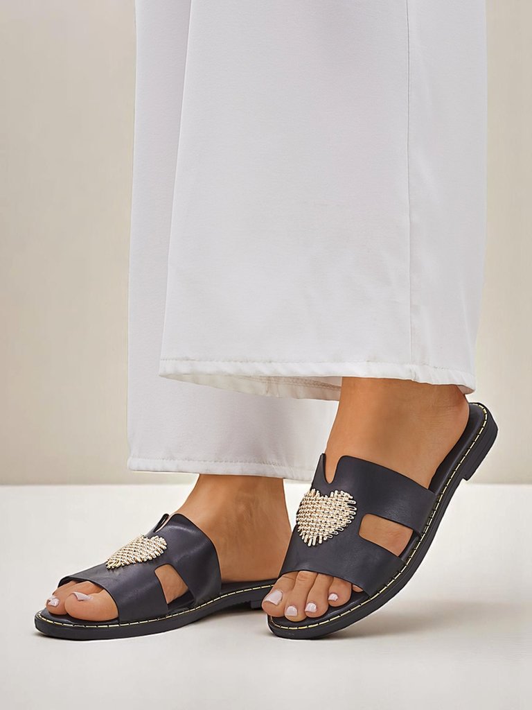 Royalfashion Tongs pour femmes avec un cœur Cœur d'or