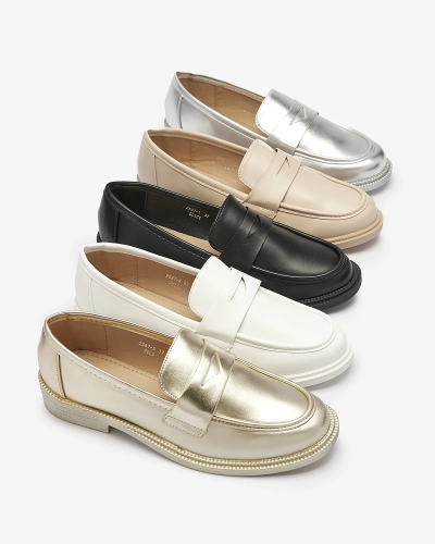 Mocassins blancs pour femme en cuir écologique Zibom- Footwear