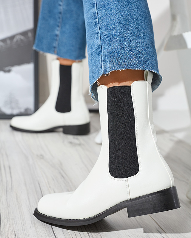 Bottines Astra Blanches en Cuir Élégantes pour Femmes pour l'Automne