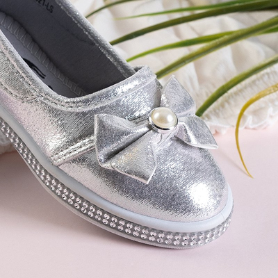 Ballerines pour enfants en argent avec un nœud Benona - Chaussures