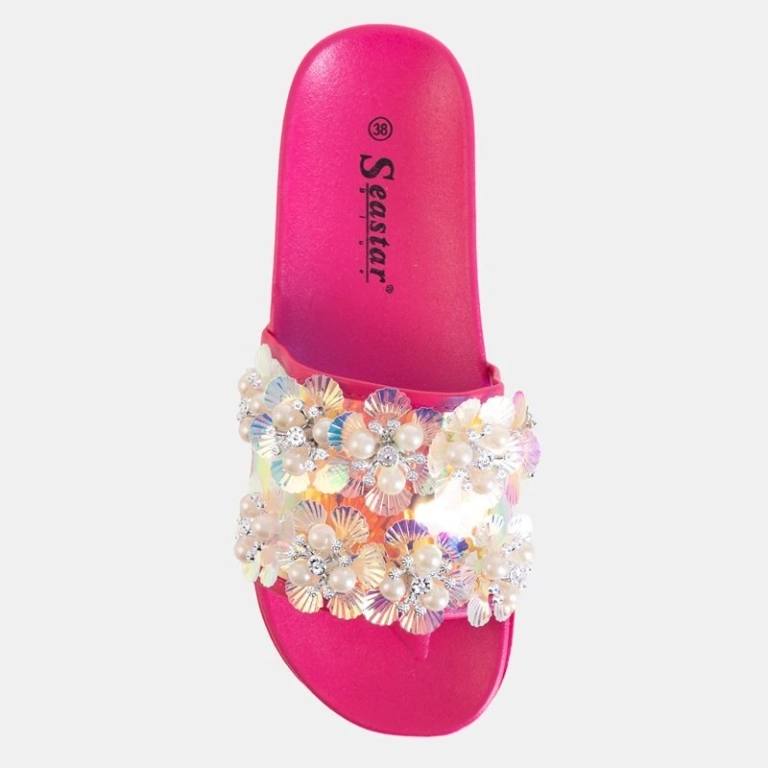 OUTLET Sandales compensées femme fuchsia à décors Maurelle - Chaussures