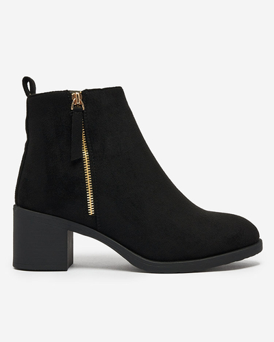 Royalfashion Bottines basses à talon aiguille pour femmes en éco-daim noir Rejerry