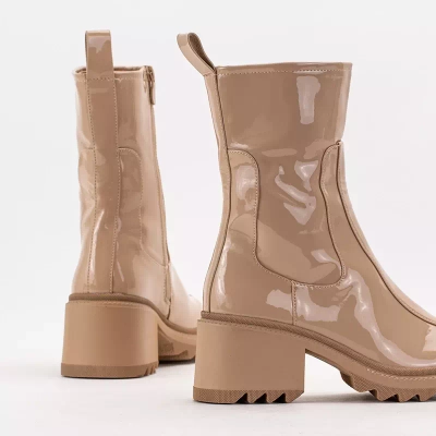 OUTLET Boots femme beige sur poteau large Grifis - Chaussure