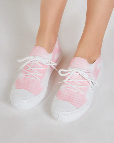 OUTLET Baskets rayées blanches et roses pour femme Manfer- Footwear