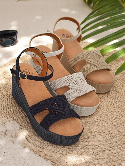 Royalfashion Sandales compensées femme tressées Sunny Day