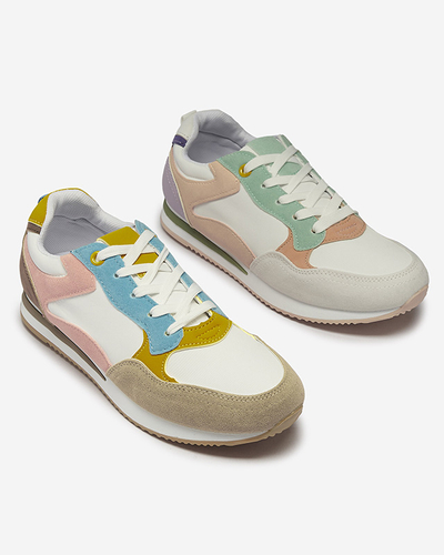 Chaussures de sport à lacets pour femmes, marron clair et rose Semdik- Footwear