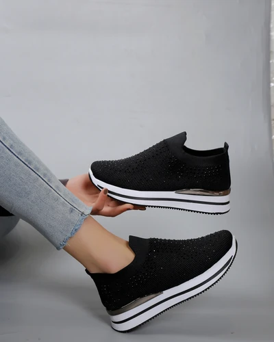 Chaussures de sport slip-on pour femmes Royalfashion avec des rhinestones Ceromie
