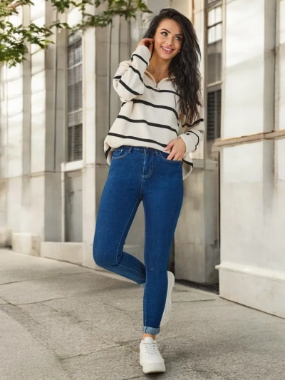 Royalfashion Jean skinny en coton pour femmes