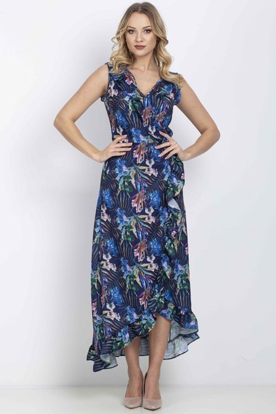 Robe maxi portefeuille bleu marine - Vêtements