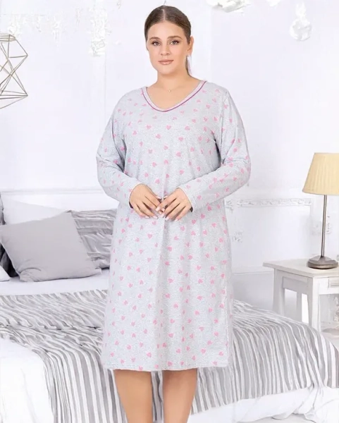 Robe de nuit pour femmes en coton Royalfashion avec des cœurs GRANDE TAILLE