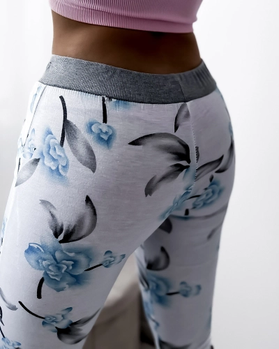 Short 3/4 femme blanc à motif fleuri - Vêtements