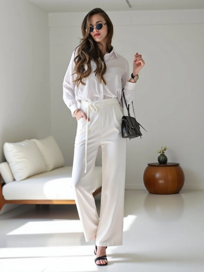 Pantalons larges pour femmes Royalfashion avec lien sur le côté