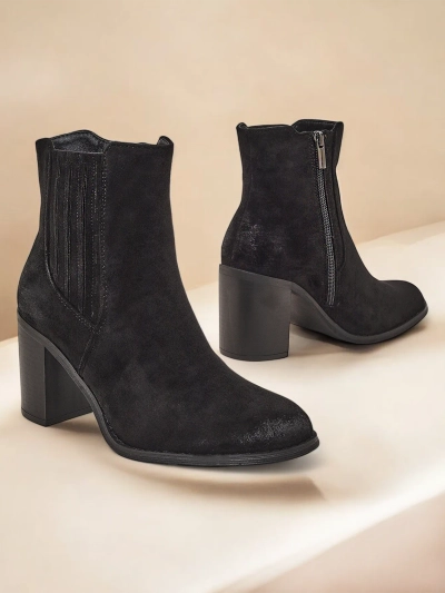 Bottines pour femmes en éco-suède Royalfashion à talon bloc Cesios