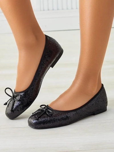 Royalfashion Ballerines pour femmes avec paillettes et nœud Aramie