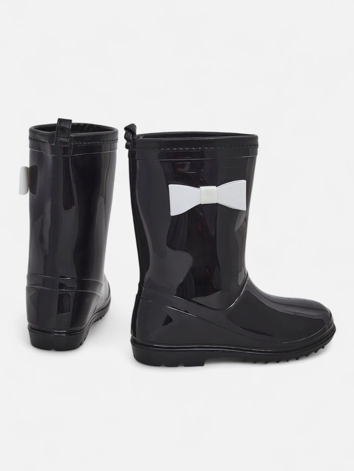 Royalfashion Bottes de pluie vernies pour enfants avec un nœud Bostone