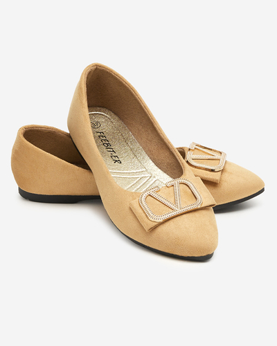 Ballerines beiges pour femmes avec ornement sur le bout Cavo - Footwear