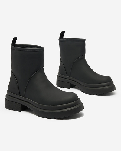 Royalfashion Bottes noires mattes pour femme avec semelle plus épaisse Holeopi
