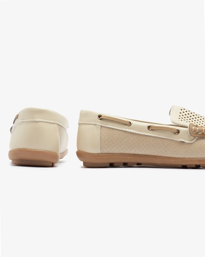 OUTLET Royalfashion Mocassins ajourés pour enfants en beige Neddax