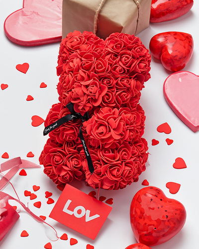 Ours rouge avec roses - Accessoires