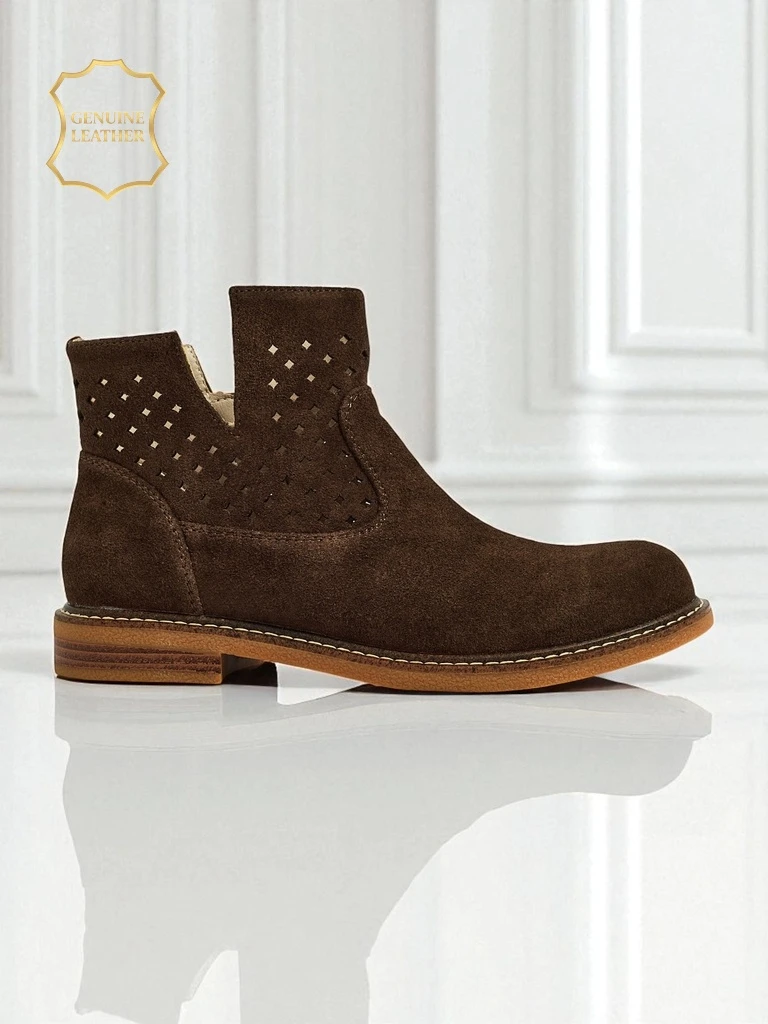 Aurelia Verona - Bottines en daim marron pour femmes en cuir naturel, talon de 3 cm