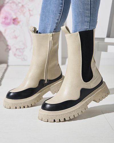 OUTLET Bottes montantes beige et noir pour femme Dorila - Footwear