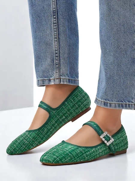 Royalfashion Ballerines à carreaux pour femmes avec boucle et strap Riffos