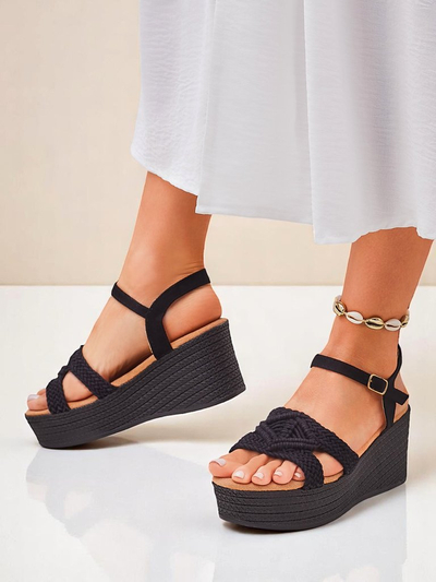 Royalfashion Sandales compensées femme tressées Sunny Day