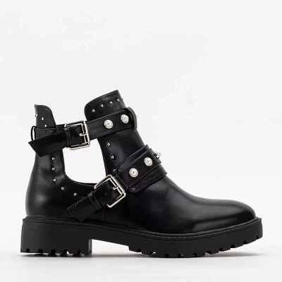 OUTLET Boots femme noires avec perles Levitaro - Footwear