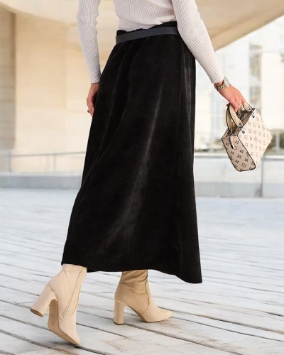 Royalfashion Jupe midi pour femme avec boutons décoratifs