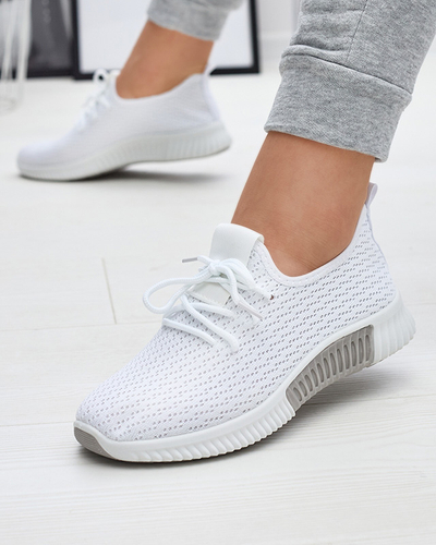 Chaussures de sport blanches en tissu pour femmes Vobbu- Footwear