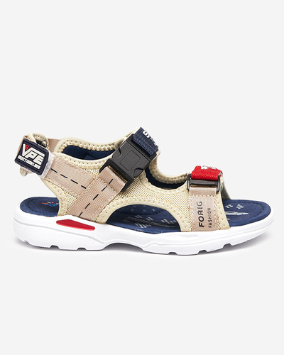 Sandales garçon beige et bleu marine à scratch Elbrusia - Footwear