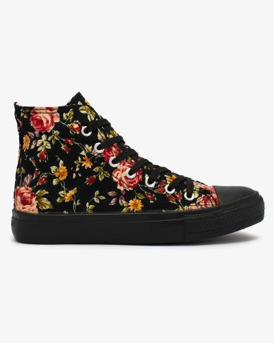 Royalfashion Baskets hautes noires à imprimé floral pour femme Fahenna