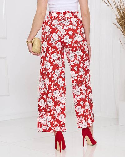 Pantalon palazzo à fleurs rouges - Vêtements