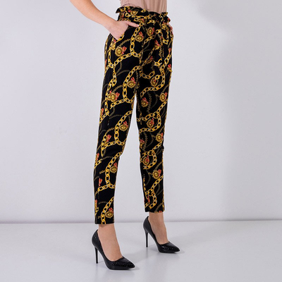 Pantalon femme noir avec imprimé - Vêtements