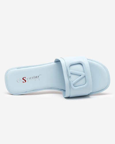 Pantoufles en cuir écologique pour femmes Cartec bleu - Chaussures